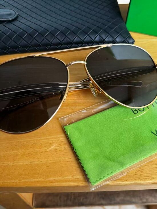 Bottega Veneta Gold Classic Aviator Sunglasses